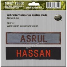Name Tag Custom Made (Nama Sulam) with velcro, Military Spec.
